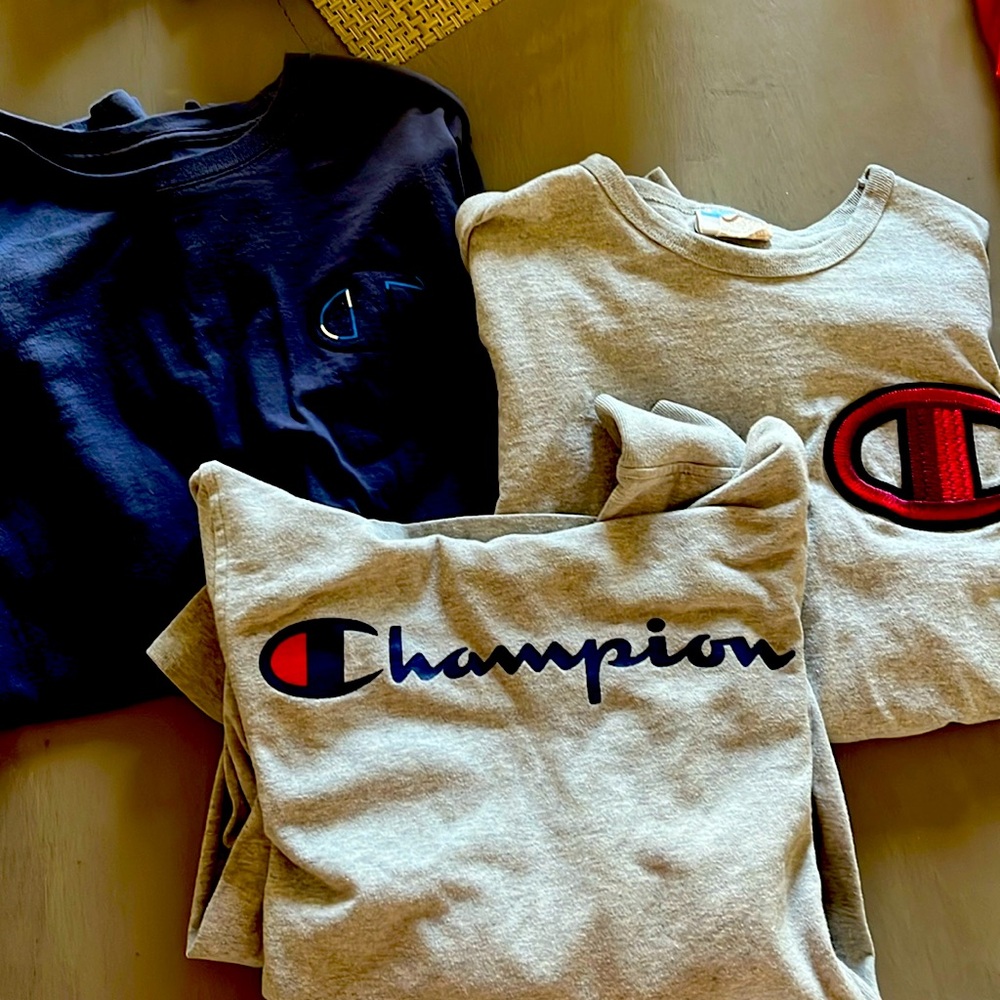 Three long sleeve champion shirts